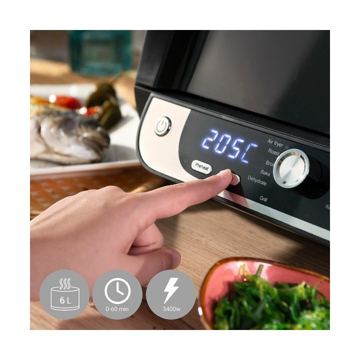 Friteuse à Air avec Gril, Accessoires et Livre de Recettes InnovaGoods Fryinn 12 in 1 6000 Noir Acier 3400 W 6 L