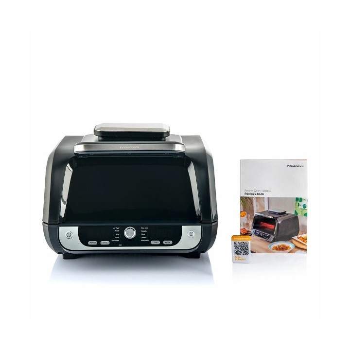 Friteuse à Air avec Gril, Accessoires et Livre de Recettes InnovaGoods Fryinn 12 in 1 6000 Noir Acier 3400 W 6 L