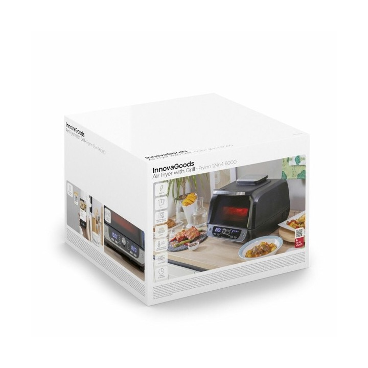 Friteuse à Air avec Gril, Accessoires et Livre de Recettes InnovaGoods Fryinn 12 in 1 6000 Noir Acier 3400 W 6 L