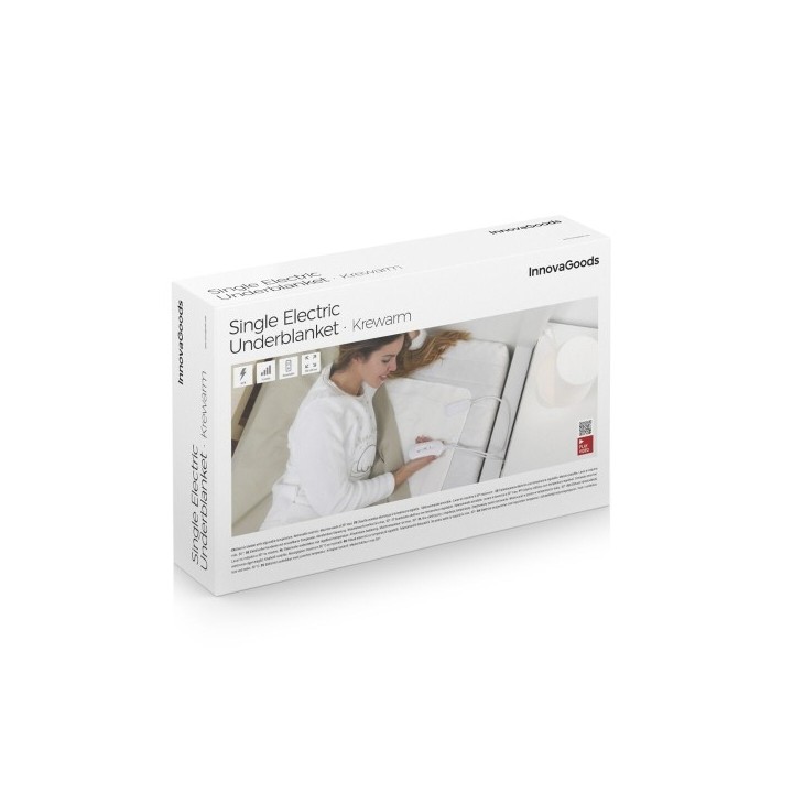 Surmatelas Chauffant Électrique Simple Krewarm InnovaGoods 60 W 80 x 150 cm Blanc