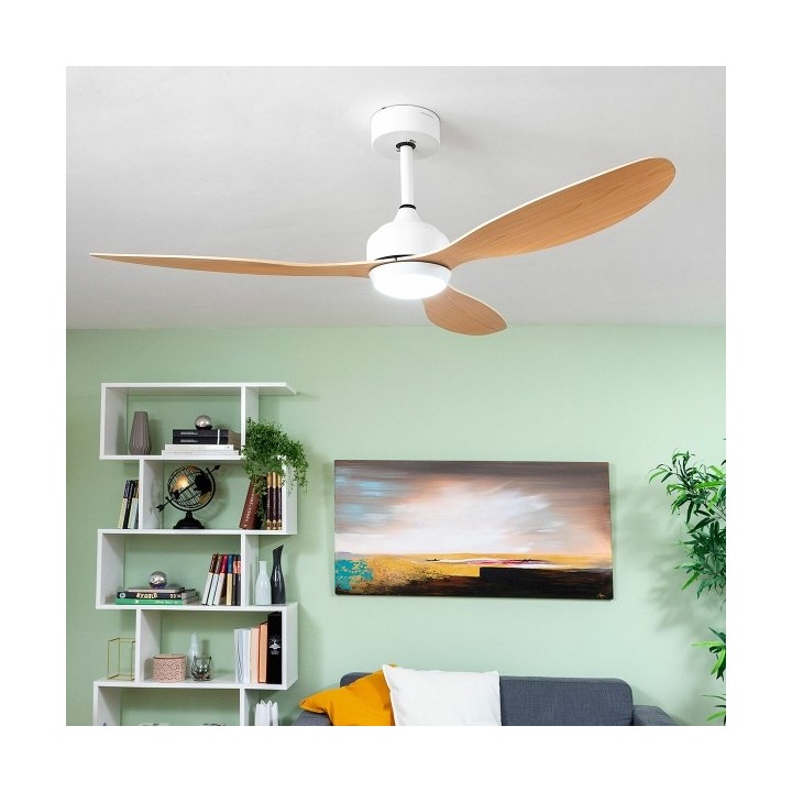 Ventilateur de Plafond avec Lumière LED et 3 Pales ABS Wuled InnovaGoods Bois 36 W 52" Ø132 cm
