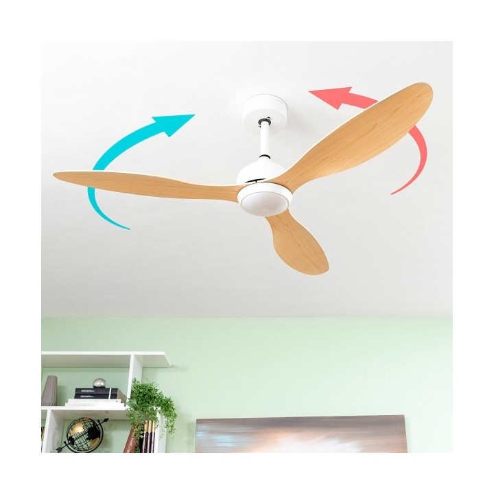 Ventilateur de Plafond avec Lumière LED et 3 Pales ABS Wuled InnovaGoods Bois 36 W 52" Ø132 cm