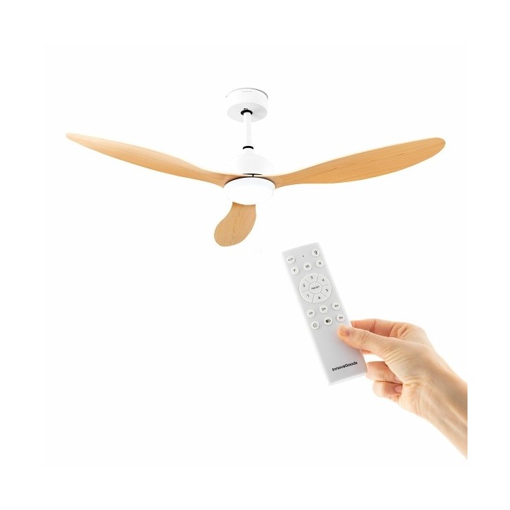 Ventilateur de Plafond avec Lumière LED et 3 Pales ABS Wuled InnovaGoods Bois 36 W 52" Ø132 cm