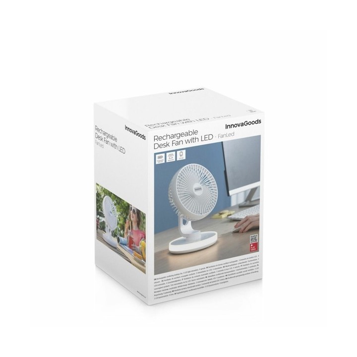 Ventilateur de Bureau Rechargeable avec LED FanLed InnovaGoods Ø6,6'' 4000 mAh
