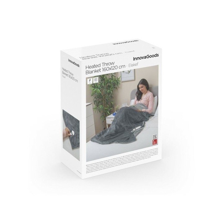 Couverture Chauffante Elakef InnovaGoods Gris 120 x 160 cm 160 W