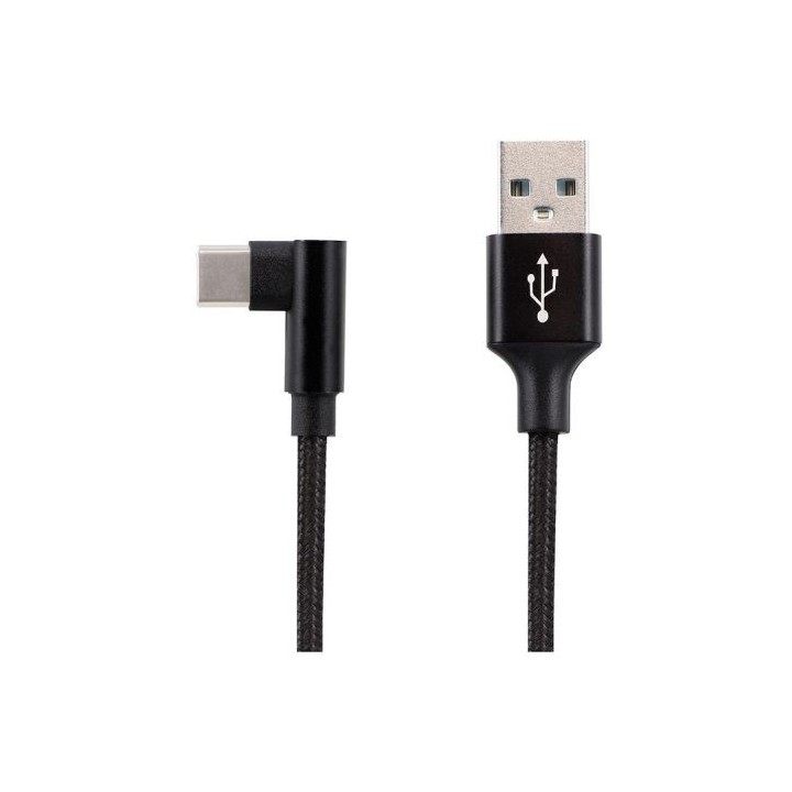 CABLE EDENWOOD USB C Coudé Tressé 1M NOIR