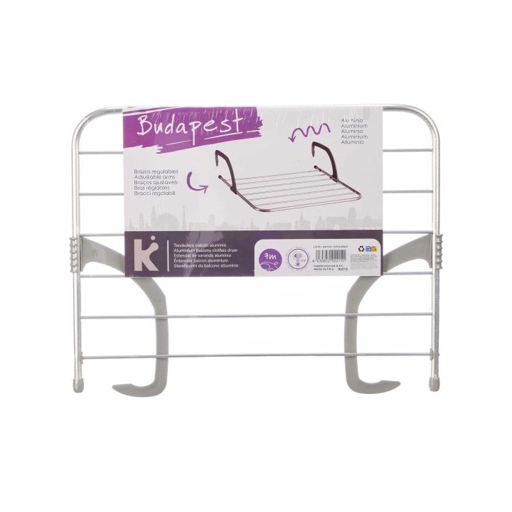 Corde à linge Kipit WR1013D Blanc Argenté Gris clair Gris foncé Aluminium Plastique 62,5 x 50 x 16,5 cm