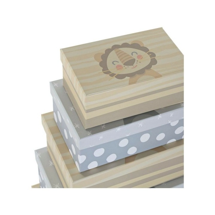 Set de boîtes décoratives DKD Home Decor Multicouleur Carton Enfant Lion 41 x 28 x 18,5 cm 6 Pièces