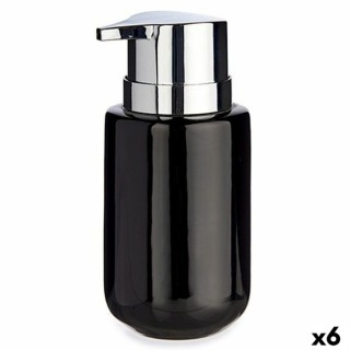 Distributeur de Savon Berilo J1017 A NEGRO Noir Argenté Métal Céramique 350 ml 7 x 14,5 x 8,5 cm (6 Unités)