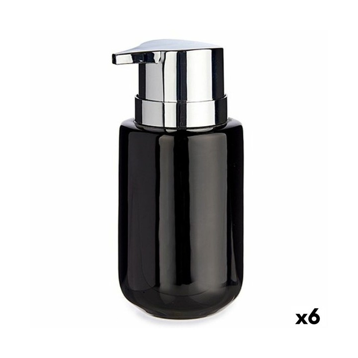 Distributeur de Savon Berilo J1017 A NEGRO Noir Argenté Métal Céramique 350 ml 7 x 14,5 x 8,5 cm (6 Unités)